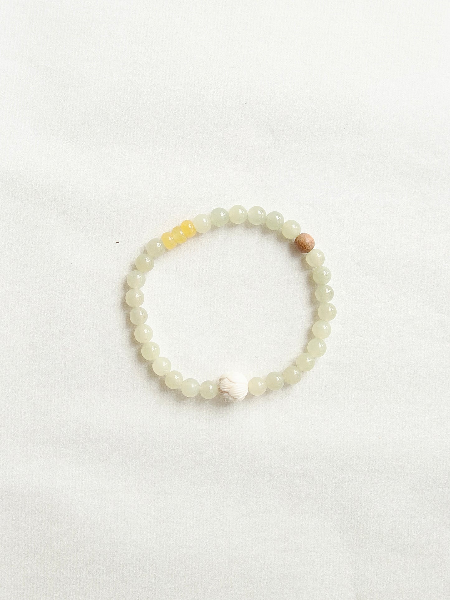 Spring-Natural Jade Light Maple Sugar Wood Beads Bracelet