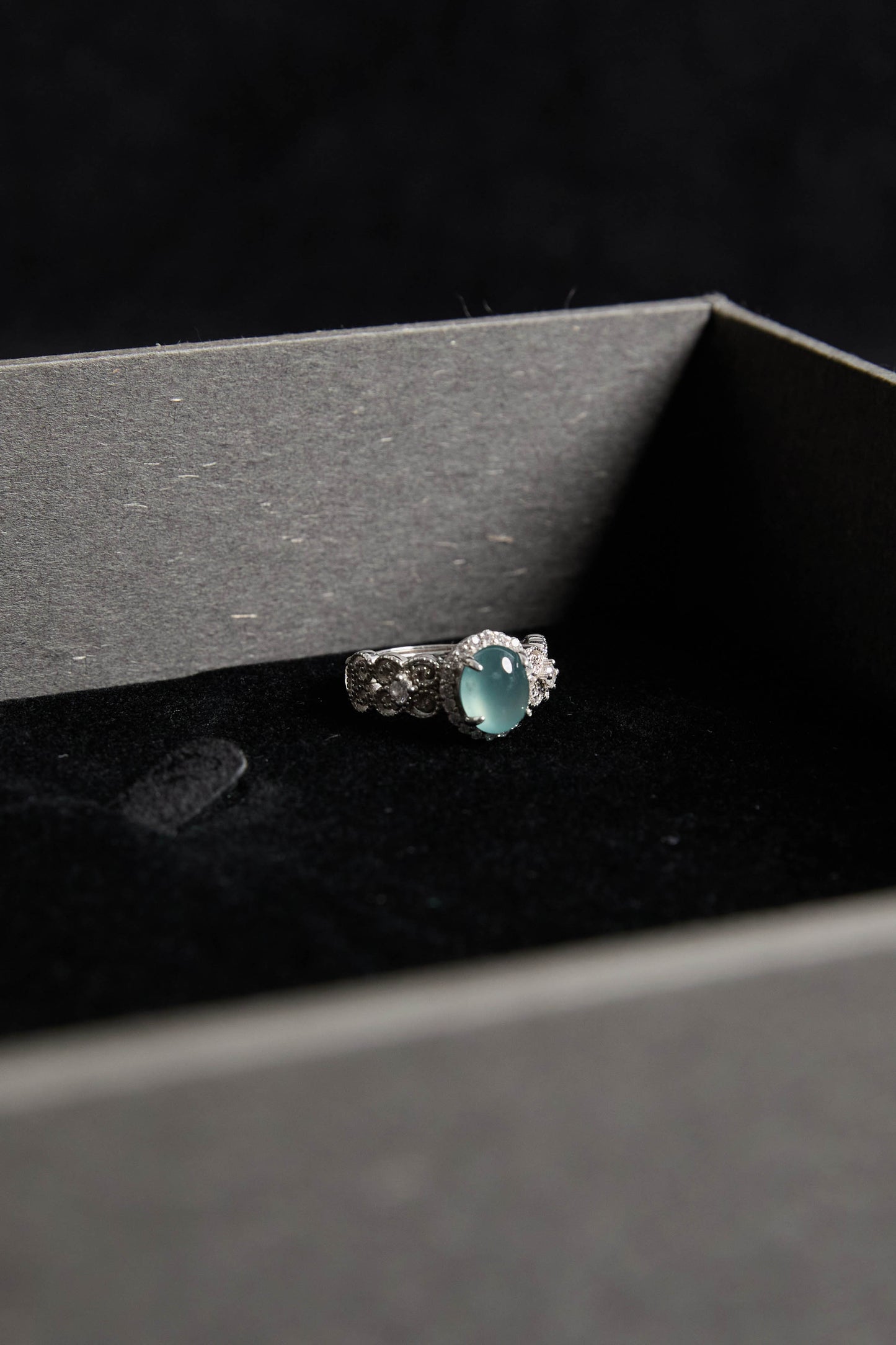 Azure-Jade and Zircon Ring