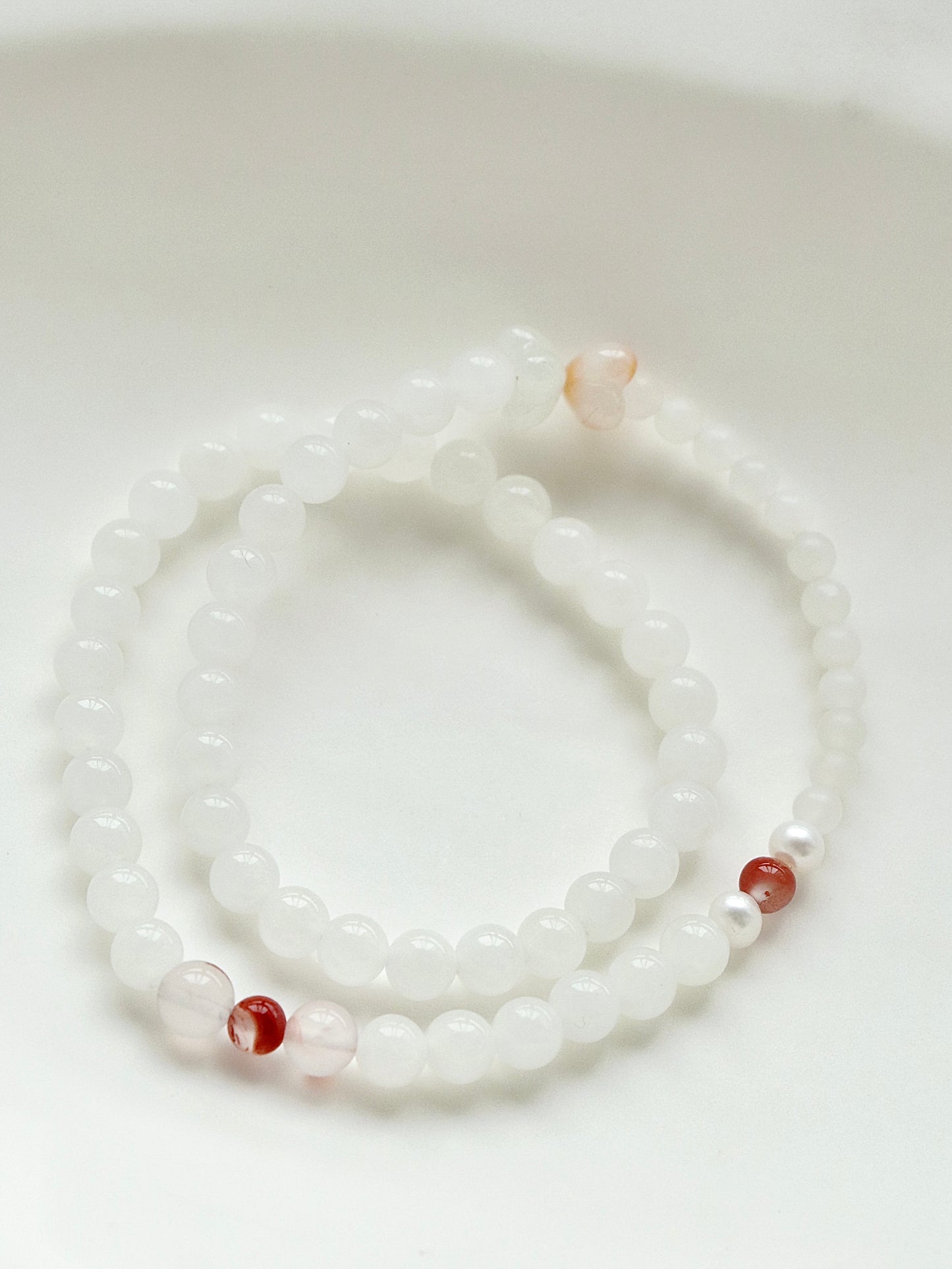 Lotus-Agate Natural White Jade Pearl Double Circle Bracelet